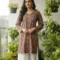 Brown maroon Ajrakh print cotton short kurti for women